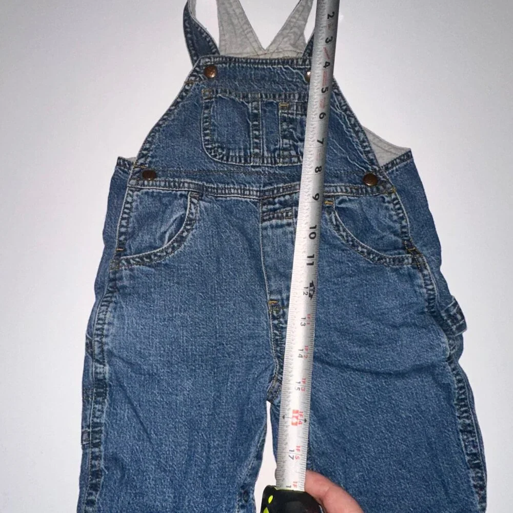 6-12 mo Vintage Baby Gap Carpenter Overalls fleece lined Y2K Cotton Medium Wash